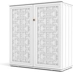 Horti Cubic Resin Storage Cabinet with Doors and 1 Shelf, Indoor & Outdoor Deck Box Waterproof for Patio Furniture Cushions, Garden Tools, Pool Tools and Kids’ Toys (Cream White)