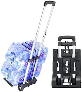 Folding Hand Truck Aluminum Telescopic Rod Foldable Roller Shopping Trolley Collapsible 2 Wheel Trolley Expandable Large Chassis Foldable into Backpack