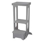 Little Partners® Explore 'N Store™ Learning Tower® Kids Adjustable Kitchen Step Stool for Toddlers or Any Little Helper, Kitchen Learning Tower, Child Helper Tower Stool for Toddler(Silver Drop)