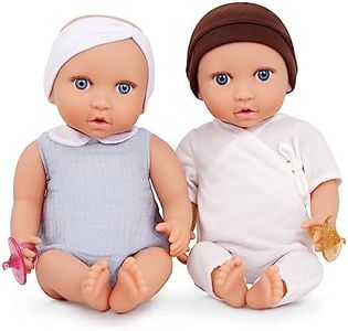 LullaBaby 2 Baby Dolls Twins with Doll Clothes - Porcelain Skin Tone & Blue Eyes - 36 cm Baby Dolls Soft Body - Hat, Headband & Dummy - Toy for Children from 2 Years