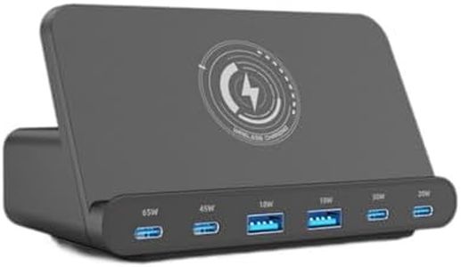 FOSION USB C Charger 160W 6 Port Desktop Wireless Charger Stand，Multiport USB C Charge Station with PD QC 3.0 Fast Charging and 15W Wireless Charging for MacBook，Laptop,iPhone 15,Galaxy S24