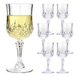 Taylor & Brown Clear Crystal Effect Plastic Highball Whiskey Wine Champagne Flute Glasses Drinks Cups Reusable for Parties, Weddings, Outdoor Events, BBQ and Picnics (6, Wine)