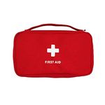 Trexee Travel Medicine Pouch Emergency First Aid Kit Box Organizer with Medicine-Pocket Empty Bag for Travelling Car, Home, Office (Red)
