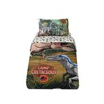 Nemcor Jurassic Park Dinosaur Kids Bedding Sheet Set with Reversible Comforter Single Bed in Bag 4 Pcs Set for Kids,51806-Jurassic-4pcs