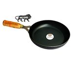 Akky Iron Fry Pan/Tapper Pan with Wooden Handle for Advanced Cooking and Frying (Induction and Gas Compatible) - Diameter 10 inch / 25 cm