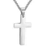 Daesar Gift Unisex's Men Silver Stainless Steel Cross Pendant Necklace Chain Golds