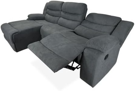 amuéblate online Sofá Chaise Longue con Función Relax, Modelo Quena con Reclinación de Respaldo y Resposapiés, Madera, Marengo, 268 cm (Ancho) x 102,5 cm (Alto) x 159 cm (Fondo)
