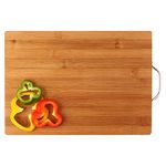 HOKIPO Bamboo Wooden Chopping Board with Handle - Large - 34 x 24 x 1.8 cm