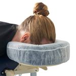 Elasticised & Fitted Disposable Face Cradle Covers for Massage Tables & Massage Chairs + Non-Stick + Soft + Medical Grade Headrest Cushion Covers (Pack of 50)