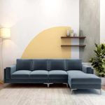 FURNY Hamson 5 Seater Fabric RHS L Shape Sectional Sofa Set (Grey)