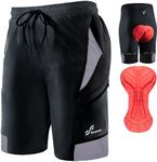 Sportneer Cycling Shorts Mens Mountain Bike Shorts for Men MTB Shorts Cycle Shorts Lightweight and Baggy with Zipper Pockets MTB Bicycle Shorts for Outdoor Cycling Running Bicycle Training Black