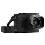 MegaGear MG1400 Leica Q-P, Q (Typ 116) Genuine Leather Camera Half Case and Strap - Black