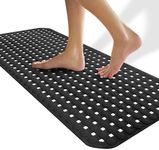 SELIBRE Shower Mat for Inside Shower, TPR with Unique Dot Design Shower Mats for Inside Shower, Machine Washable and Fast Dry Bath Tub Mat, for Bathroom and SPA, 36'' x 16'' (Black)