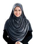 Mehar HIJAB'S MUSLIM MODEST WOMEN'S FRILLED STYLISH HIJAB FAEEZAH (Grey, X-Large)