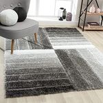 Tauhid Carpet Handwoven Super Soft Modern Area Premium Shag Collection Rugs for Your Bedroom Carpet 2x5 Feet Runner Grey Silver.