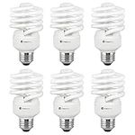 Compact Fluorescent Light Bulb T2 Spiral CFL, 2700k Soft White, 23W (100 Watt Equivalent), 1600 Lumens, E26 Medium Base, 120V, UL Listed (Pack of 6)