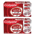 Colgate Visible White Teeth Whitening Toothpaste, Pack of 400g ​ (200g X 2), with Whitening Accelerators for Tobacco Stain Removal & Teeth Whitening, Minty Flavor for Everyday Fresh Breath