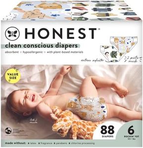 The Honest Company Super Club Box Diapers with TrueAbsorb Technology, Pandas & Safari, Size 6, 88 Count