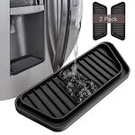 KindGa Refrigerator Drip Catcher Tray,Protector Ice and Water Dispenser Pan,Fridge Spills Water Pad Catch Basin for Drainage 2 Pack (Rectangular,Black)