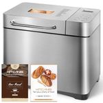 Bread Maker Machines 19 in 1, Stainless Steel Breadmaker with Nut Automatic Dispenser, 2.2LB Large Bread Machine, Nonstick Pan, LCD Touch Panel, Gluten Free, Dough Maker, Jam, Yogurt by KITCANIS