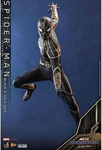 Hot Toys Spider-Man: No Way Home - Spider-Man Black and Gold Suit 1:6 Scale Action Figure, 12-Inch Height