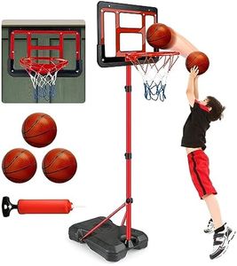 ShyLizard Kids Basketball Hoop Adjustable Height 3.5FT-6.2FT Boys Toys for 3 4 5 6 7 8 Years Old Basketball Hoop with Balls Mini Basketball Hoop Basketball Goal Toys Outdoor Indoor Game Gifts for Boys