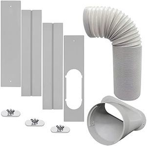 Portable AC Window Vent Kit with 5inch Hose 5pcs Window Seal Kit for Portable Air Conditioner, Adjustable Sliding Plate for AC Unit AC Window Seal Suitable for 5”/13 CM AC Exhaust Hose