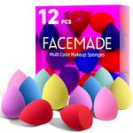 FACEMADE 12 PCS Makeup Sponge Set and 1 Sponge Holder, Makeup Sponges for Foundation, Beauty Sponge Set with Multiple Colors, Face Sponges for Liquid, Cream and Powder