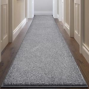 DOMUSTEX Washable Runner Rug 32" x 96" Rectangular, Non Slip Absorbent Indoor Entryway Rug for Floor, Laundry, Hallway, Bedroom (Roll Packing)