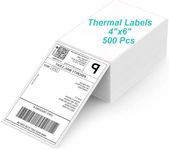 Fanfold Thermal Labels 4x6, Perforated Postage Thermal Label Paper Compatible with Zebra and Rollo,1 Stack-500 Labels