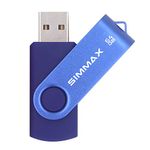 SIMMAX 64GB Memory Stick USB 2.0 Flash Drives Swivel Thumb Drive Pen Drive (64GB Blue)