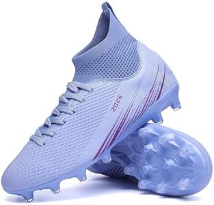 Biayvisas Soccer Cleats for Mens Womens Turf Soccer Shoes Indoor Footall Cleats High Ankle TF AG FG Football Boots Wide Training Sneaker (USW_2501 Zi AG_45)