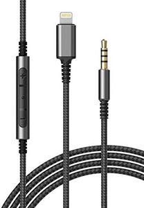 (Apple MFi Certified) Replacement Headphone Cable with iPhone Lightning Connector (3.5mm) Audio Aux Cord with Mic & Volume Control Remote (Compatible with Beats/Sony/Sennheiser and Audio Tech)