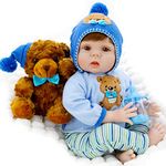 Milidool Realistic Baby Doll Lifelike Reborn Baby Boy Doll 22 Inch with Plush Teddy and Accessories Birthday Gift for Children Age 3+