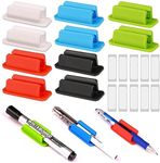 10 Pack Pen Holder Clip, Adhesive Pen Holder, Rubber Single Pen Holder with 10 Extra Adhesive for Office Desk Accessories Teacher Supplies Bulletin Board Clipboards (Multicolour)