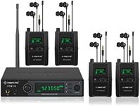 Phenyx Pro Wireless in-Ear Monitor System, Stereo IEM System with Rack Mount Kit, 89 Frequencies, 900MHz UHF Band, 164ft Range, Suitable for Stage & Studio (4 Bodypacks with Transmitter)