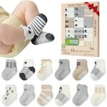 infancie Organic Cotton Infant Socks 12 Pair - 0-6 Months – Soft and Comfortable Infant Socks 0-6 Months, Premium Boys Cotton Socks, Gift for Newborn Boys
