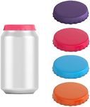 FVIZAL 4 PCS Silicone Beverage Can Lids, Leak-Proof & Dust-Resistant Can Covers, Multi-Coloured Drinks Can Protection, FineGood Reusable Silicone Can Lids for Drinks Bottle Caps for Beer, Wine, Soda