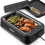 Electric Grill, CUSIMAX 1500W Smokeless Indoor Grill with Filter, Korean BBQ Grill with Non-stick Grill & Griddle Plate Removable, Smart LED Display, Temperature Control, Black(New Model)