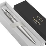 Parker Jotter Stainless Steel personalised parker pen engraved In Classy Gift Box Ideal Valentine's day, Birthday or Fathers Day Gift Perfect For Men & Women With Laser Engraving (Silver)