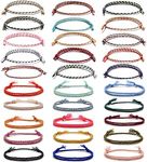 MOZAKA 30Pcs Woven Wrap Friendship Bracelets for Women Men Adjustable Colorful String Wrist Cord Handmade Friendship Braided Ankle Bracelets Party Favors, 9 5 inch, woven cotton thread, hematite