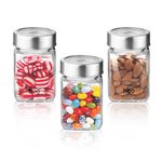 Treo By Milton Cube Storage Glass Jar, Set of 3, 310 ml Each, Transparent