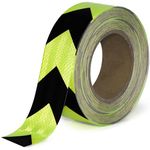 Homelove Safety Reflective Tape, Waterproof High Visibility Outdoor Hazard Caution Warning Tape PET Material, Industrial Marking Arrow Heavy Duty Adhesive, 1 Roll (2in * 100ft), Black & Green