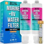 2Pk Marine & Inline RV Water Filter for Hose Inline Water Filter for Garden Hose In Line RV Water Filter System Outside Camper Boat Car Washing Hard Water Chlorine Clear Filter Drinking or Wash Down
