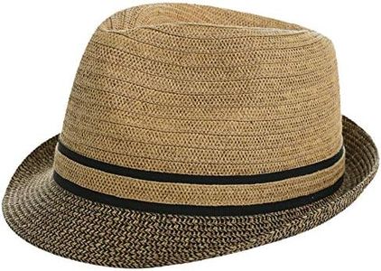 Comhats Summer Straw Fedora Hats for Men Big Head Beach Panama Gatsby Derby Trilby Dress UPF50+ Sun UV Protection Coffee Brown Large L