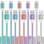 USB Type C to USB A Cable, 5Pack【3/3/6/6/10FT】 Fast Charging Long Android USBC Phone Power Charger Braided Cord for Samsung Galaxy S22 S21 S20 A20 A50 S10 LG Motorola Android Type-C Cables