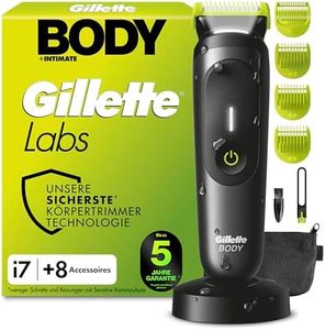 Gillette Labs i7 Body + Intimate Trimmer Herren, Schwarz/Grün, Intimrasierer Mann für Körper Und Intimbereich mit SkinFirst-Technologie, Wasserdichte, Inkl. LED-Licht, Duschhalterung und Ladeständer