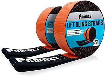 2 Pack 2”x15FT Supper Sturdy Lift Sling Straps, 18800 Pound Capacity Heavy Duty Eye-Eye Nylon Strap for Hoist, 2-Ply Polyester Rigging Straps, Tree Saver Recovery Straps Web Sling Winch