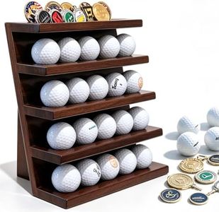 Jialitang 100% Solid Cypress Wood Golf Ball Display, Golf Ball Display Rack, No Assembly Required, Cabinet with 20 Ball Slots and Slotted Medal Holders, Sturdy and Durable, Gift for Golf Lovers