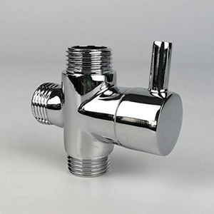 HPMBXJ Válvula desviadora, Macho G1 / 2 '' Grifo de latón Adaptador en T Accesorios de la grifería de la ducha de baño cromados Válvula de llenado de 3 vías, macho, desviador de agua